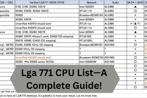 Lga 771 CPU List—A Complete Guide!