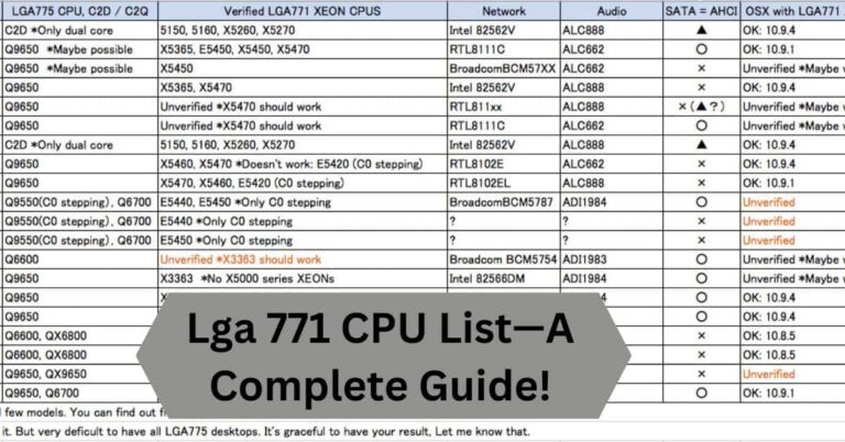 Lga 771 CPU List—A Complete Guide!